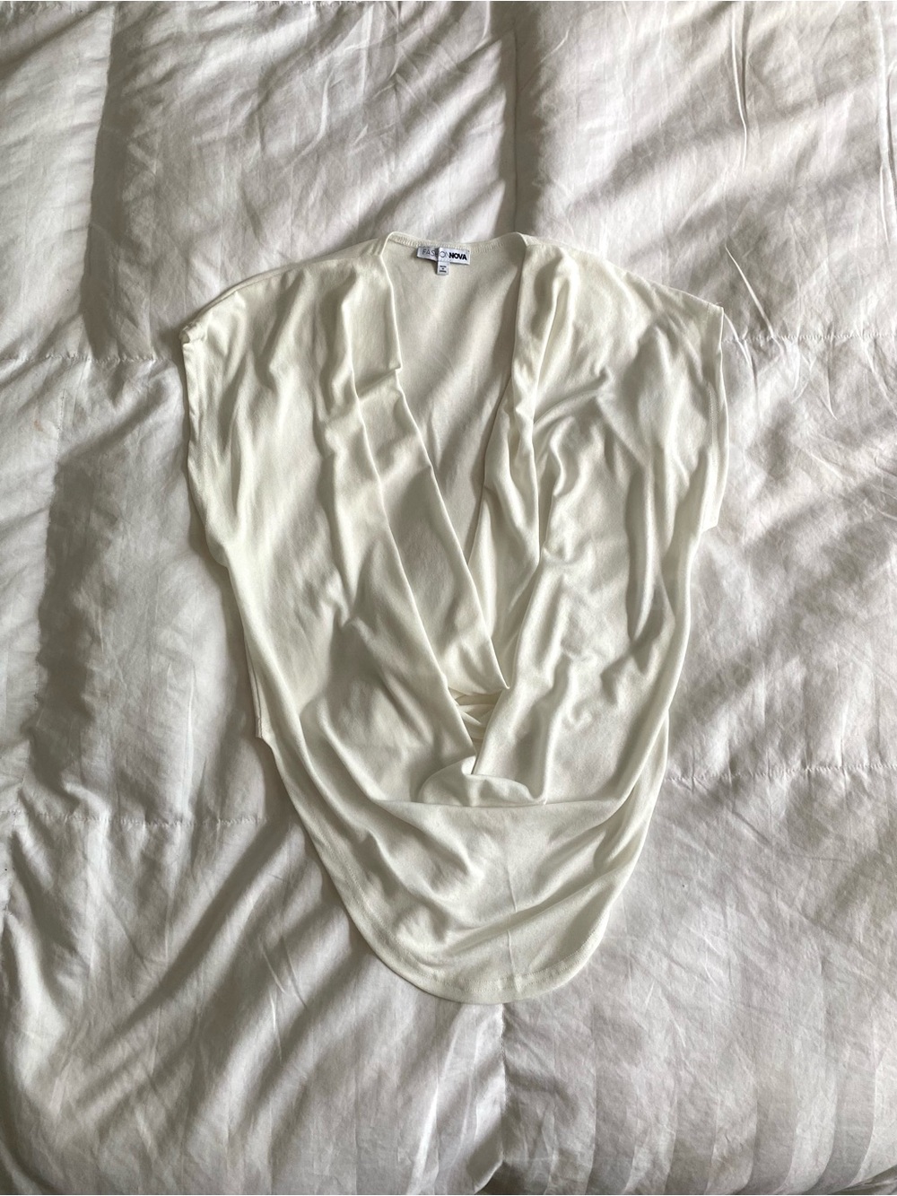 Fashion Nova White Draped Cowl Neck Top